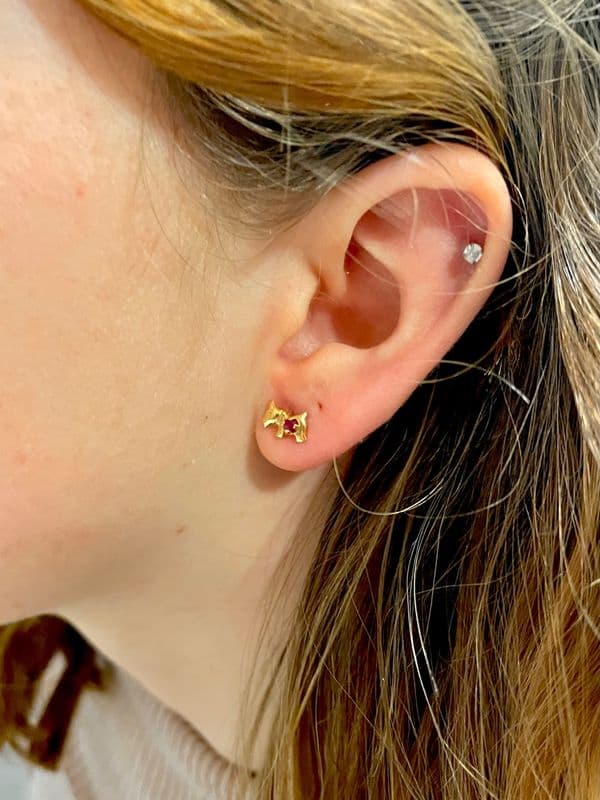 BOUCLES D'OREILLES CHIENS RUBIS — vue 2