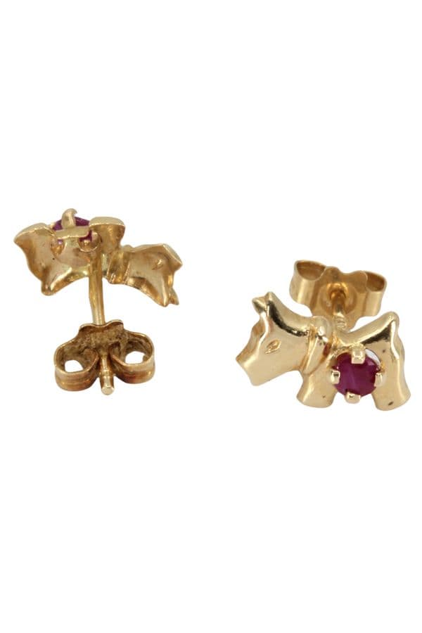BOUCLES D'OREILLES CHIENS RUBIS — vue 3