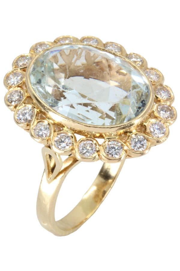 BAGUE MARGUERITE AIGUE MARINE ET DIAMANTS — vue 5
