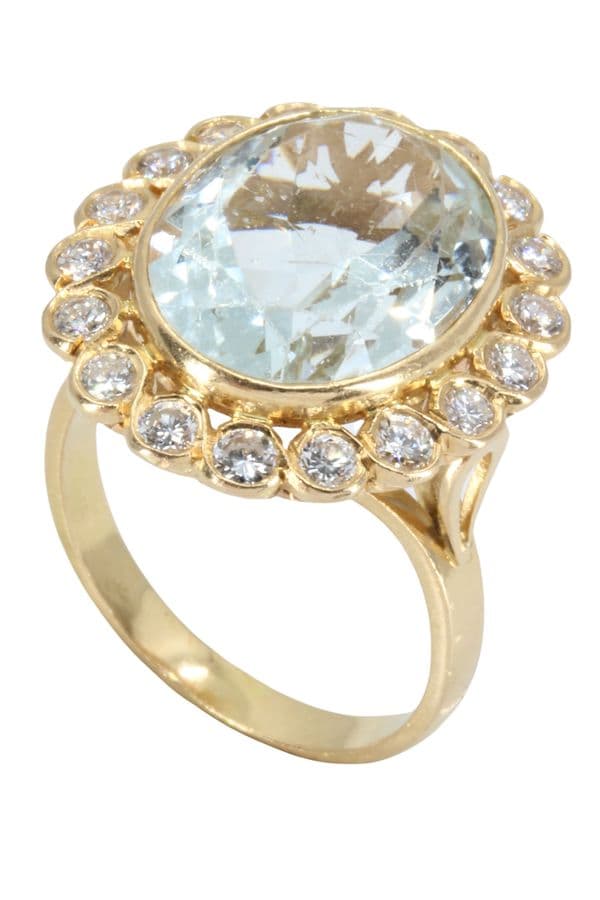 BAGUE MARGUERITE AIGUE MARINE ET DIAMANTS — vue 6