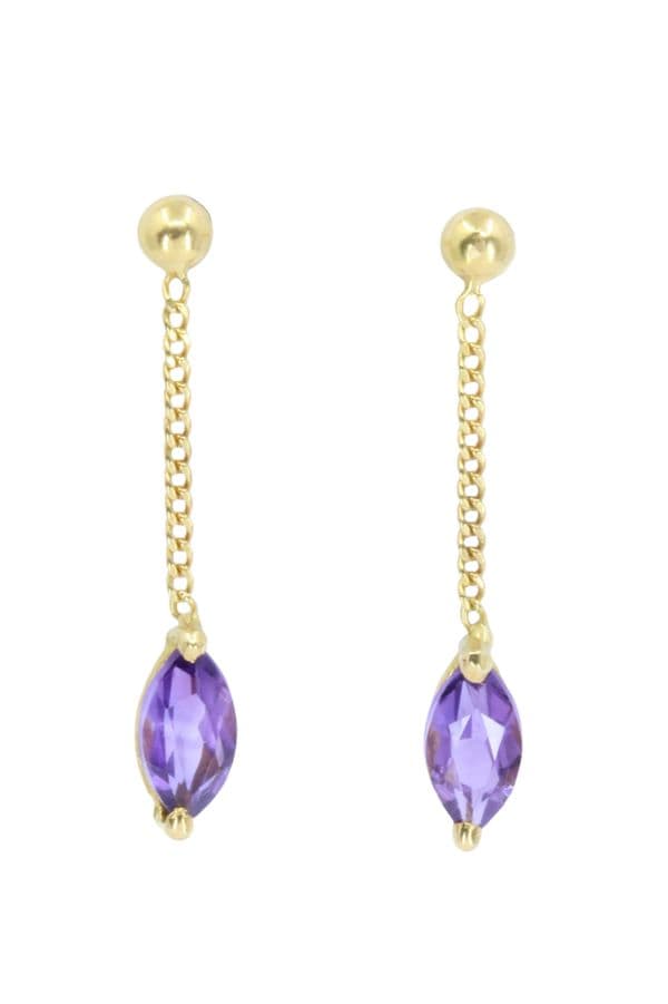 BOUCLES D'OREILLES PENDANTES AMÉTHYSTES — vue 1