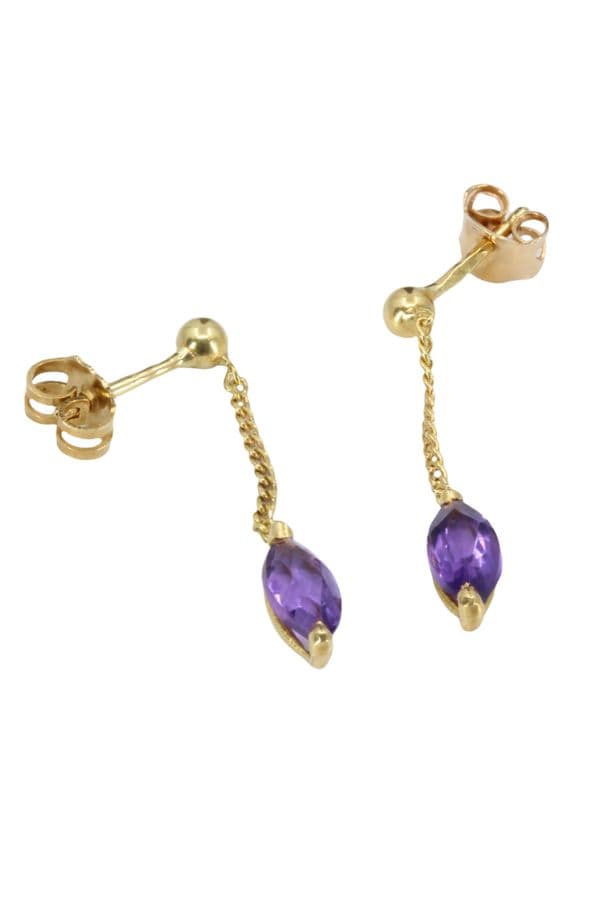 BOUCLES D'OREILLES PENDANTES AMÉTHYSTES — vue 3