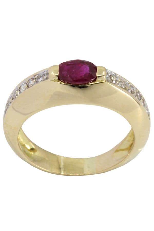 BAGUE MODERNE RUBIS ET DIAMANTS — vue 1