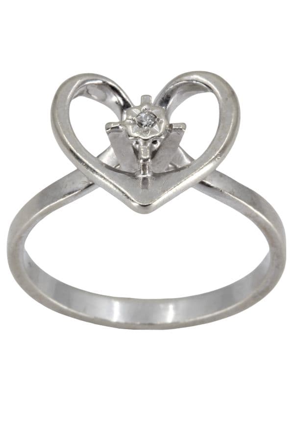 BAGUE MODERNE CŒUR ET DIAMANT — vue 1