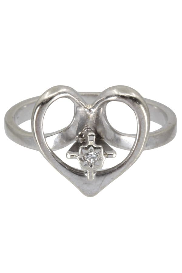 BAGUE MODERNE CŒUR ET DIAMANT — vue 3