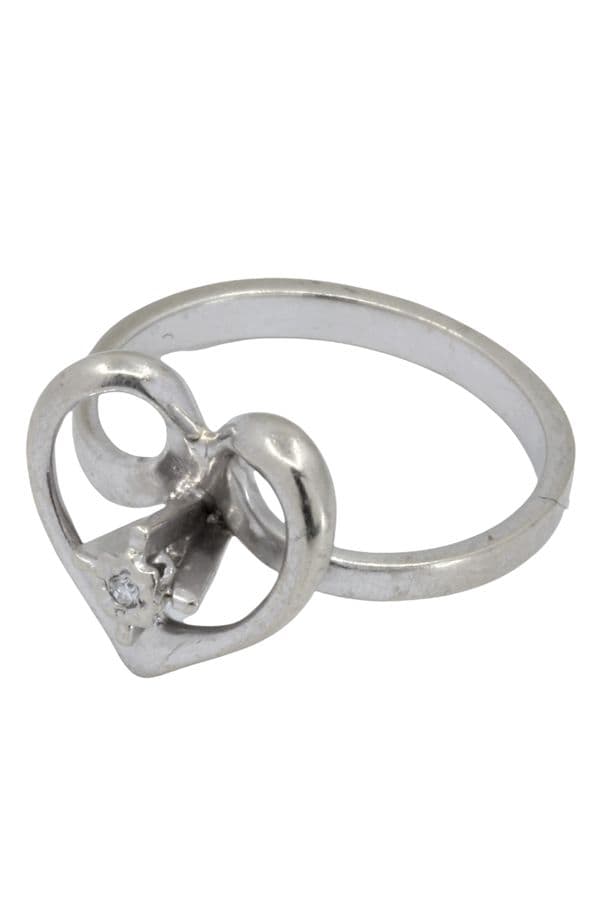 BAGUE MODERNE CŒUR ET DIAMANT — vue 4