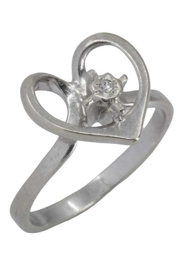 BAGUE MODERNE CŒUR ET DIAMANT — vue 5
