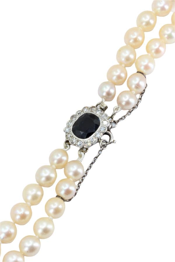 COLLIER DE PERLES SAPHIR ET DIAMANTS — vue 3