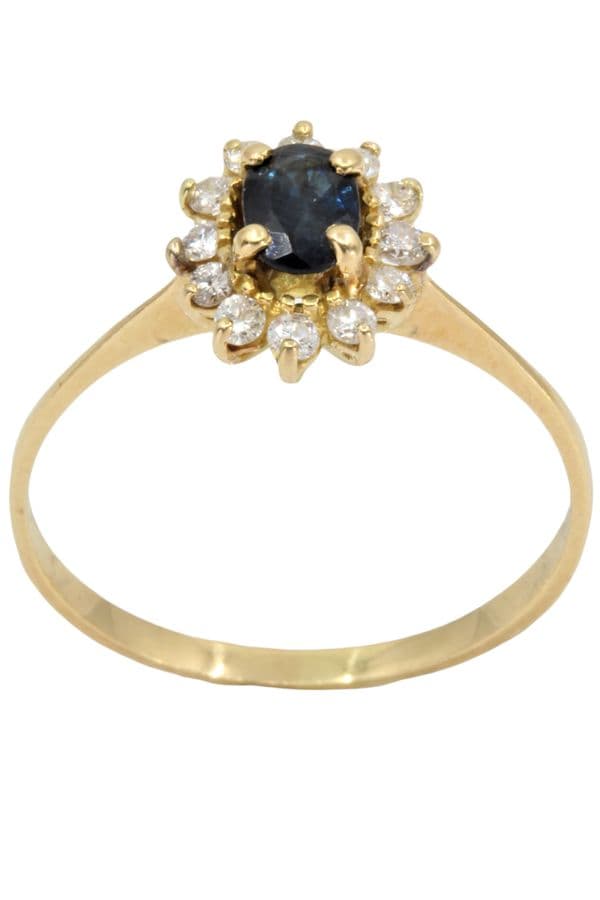 BAGUE MARGUERITE SAPHIR ET DIAMANTS — vue 1