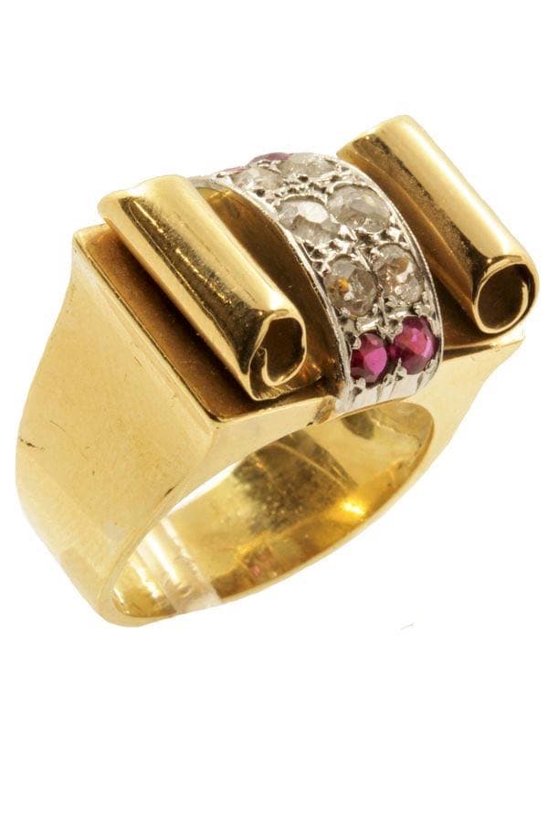 BAGUE TANK RUBIS ET DIAMANTS — vue 3