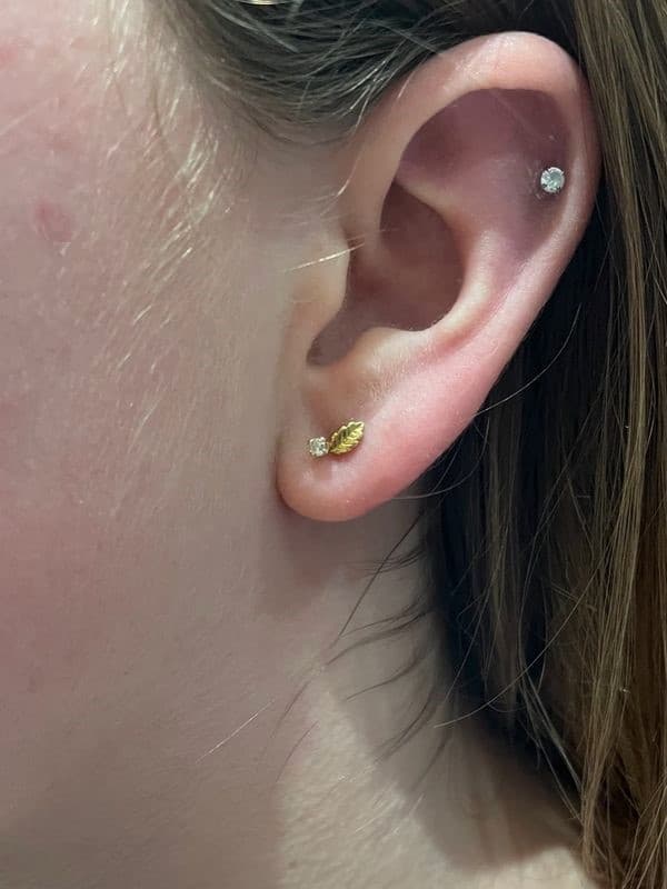 BOUCLES D'OREILLES FEUILLES ET DIAMANTS — vue 2