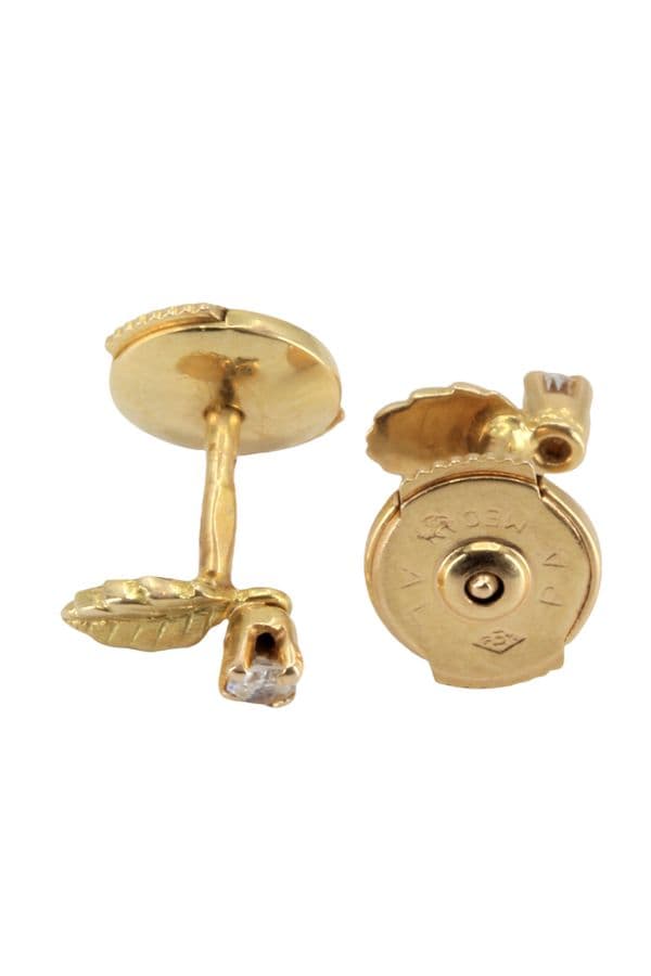 BOUCLES D'OREILLES FEUILLES ET DIAMANTS — vue 3