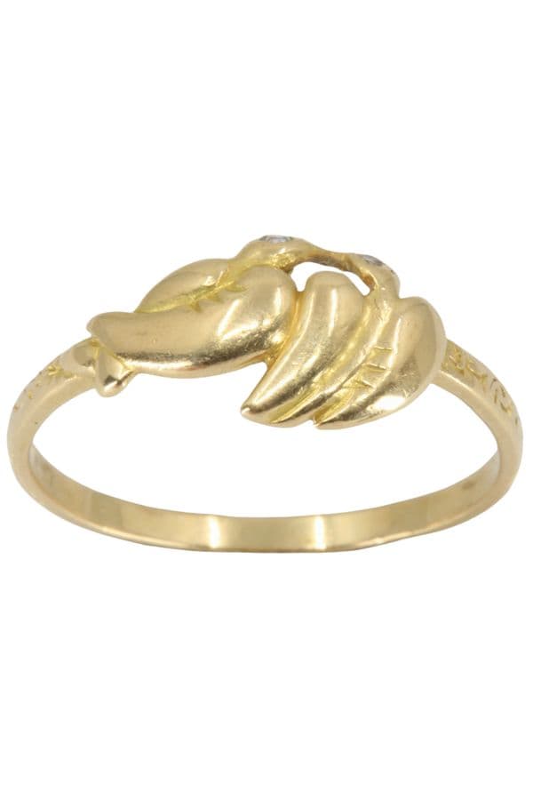 BAGUE MODERNE COLOMBES ET DIAMANTS — vue 1