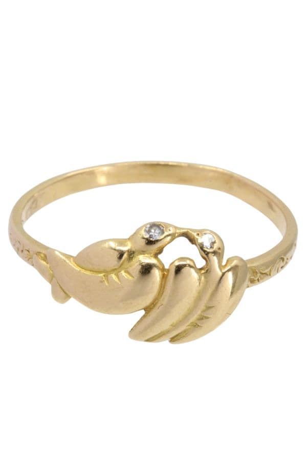 BAGUE MODERNE COLOMBES ET DIAMANTS — vue 3