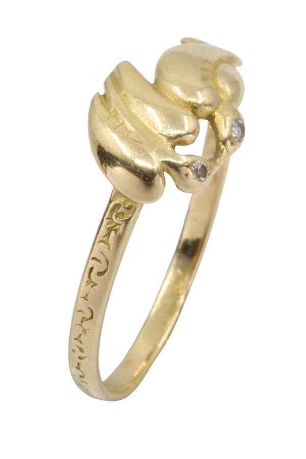 BAGUE MODERNE COLOMBES ET DIAMANTS — vue 6