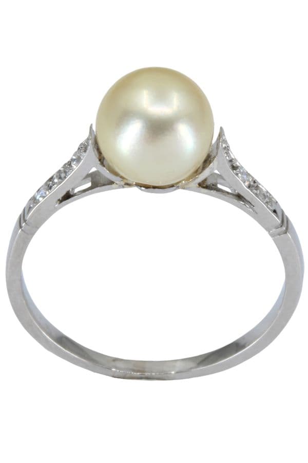 BAGUE PERLE ET DIAMANTS — vue 1