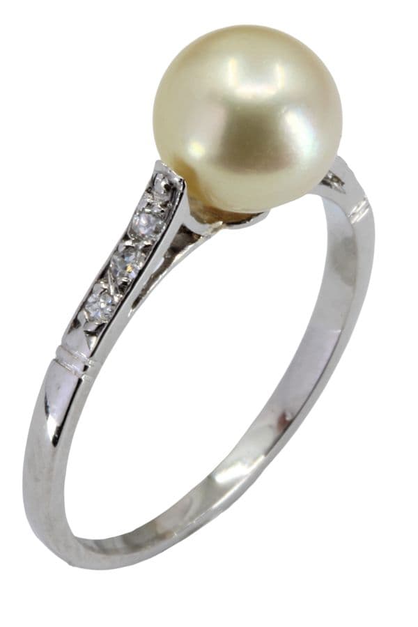 BAGUE PERLE ET DIAMANTS — vue 2