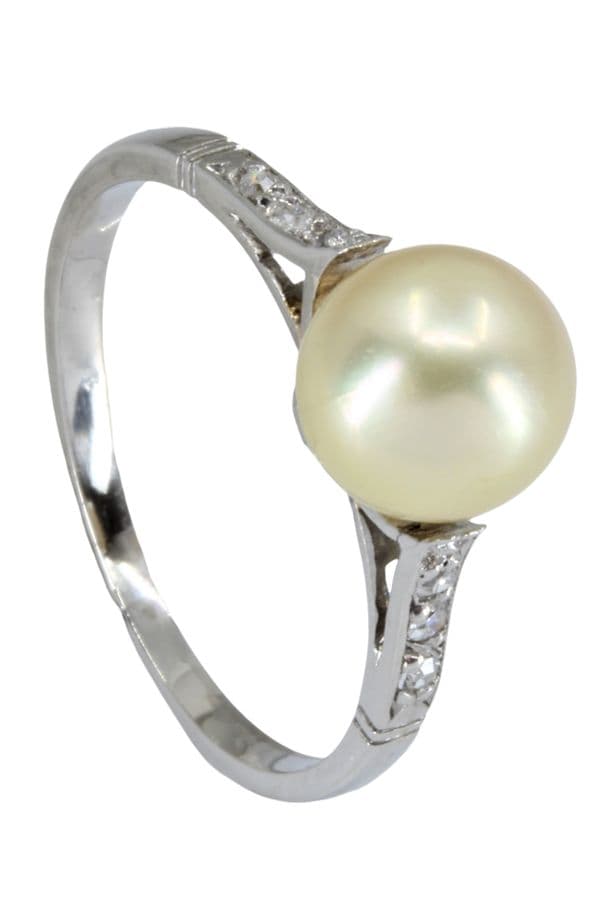 BAGUE PERLE ET DIAMANTS — vue 4