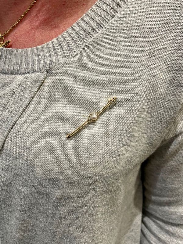 BROCHE BARRETTE PERLE ET DIAMANTS — vue 2