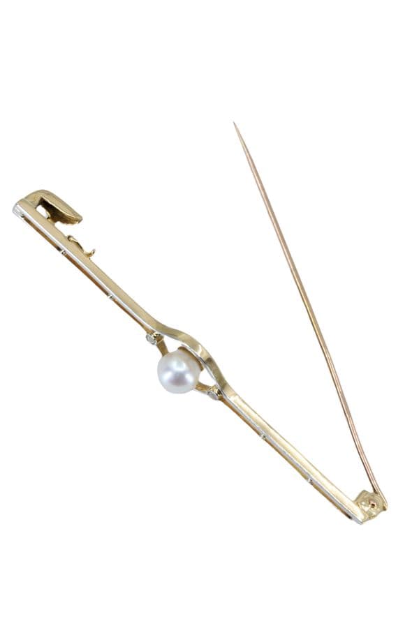 BROCHE BARRETTE PERLE ET DIAMANTS — vue 3