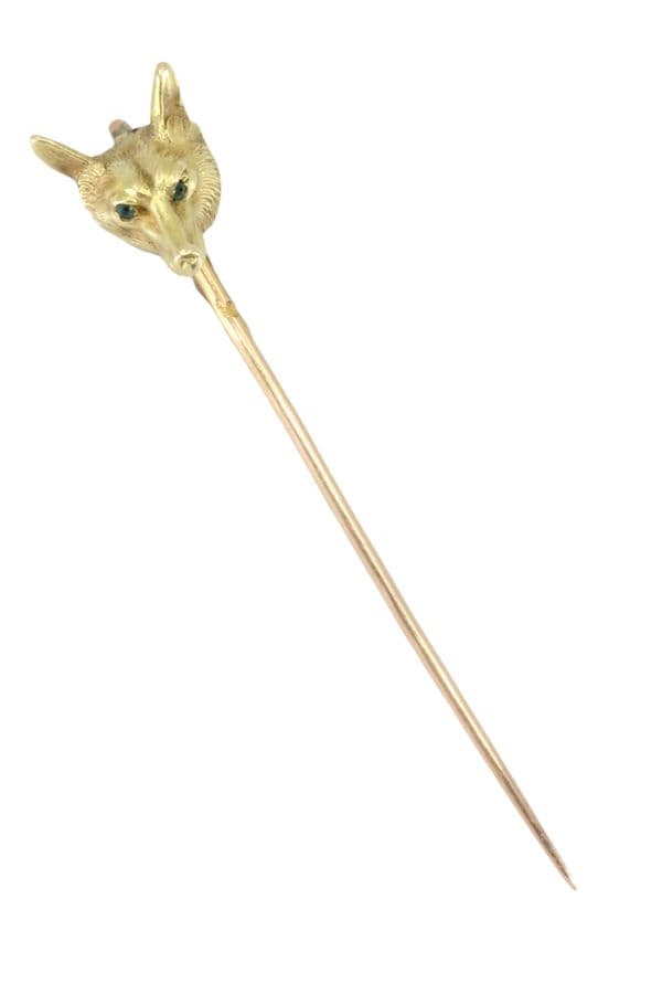 ÉPINGLE TÊTE DE RENARD ÉMERAUDES — vue 1