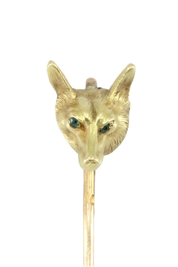 ÉPINGLE TÊTE DE RENARD ÉMERAUDES — vue 3