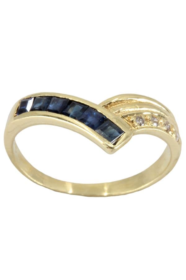 BAGUE MODERNE SAPHIRS ET DIAMANTS — vue 1
