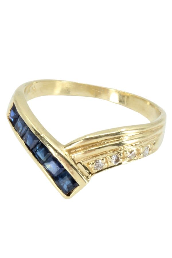 BAGUE MODERNE SAPHIRS ET DIAMANTS — vue 3