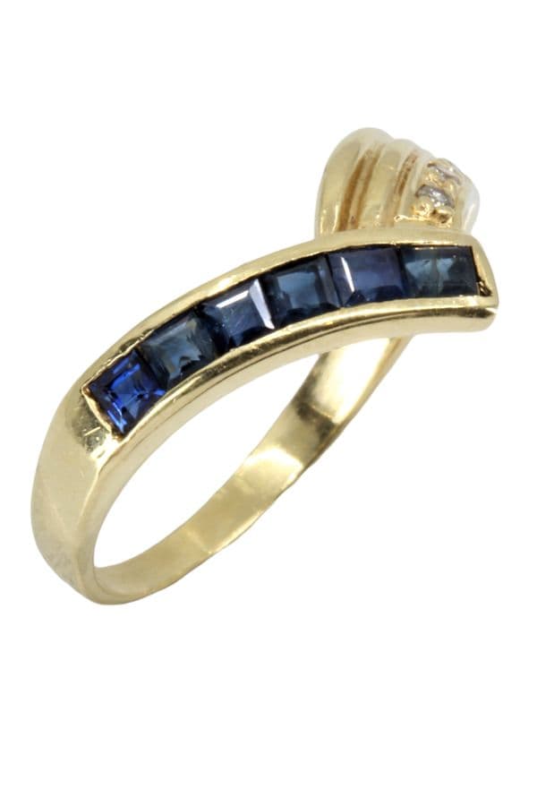 BAGUE MODERNE SAPHIRS ET DIAMANTS — vue 4