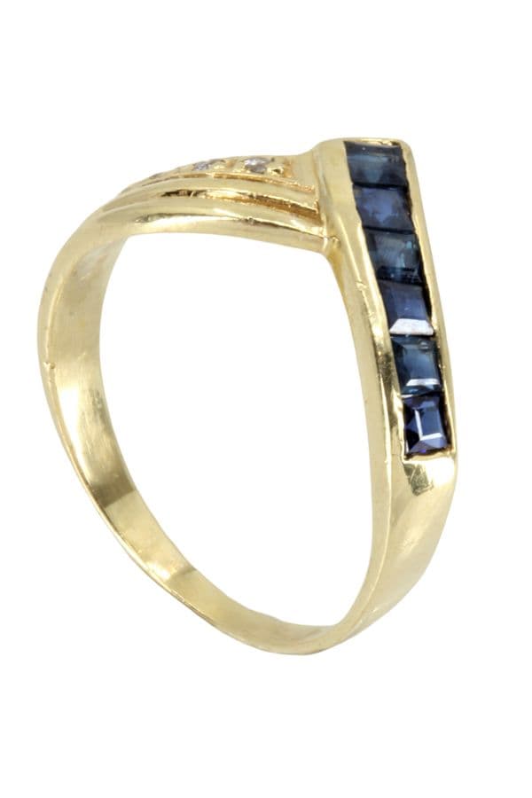 BAGUE MODERNE SAPHIRS ET DIAMANTS — vue 5