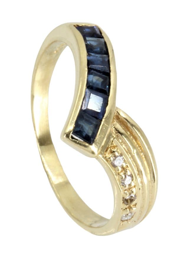 BAGUE MODERNE SAPHIRS ET DIAMANTS — vue 6