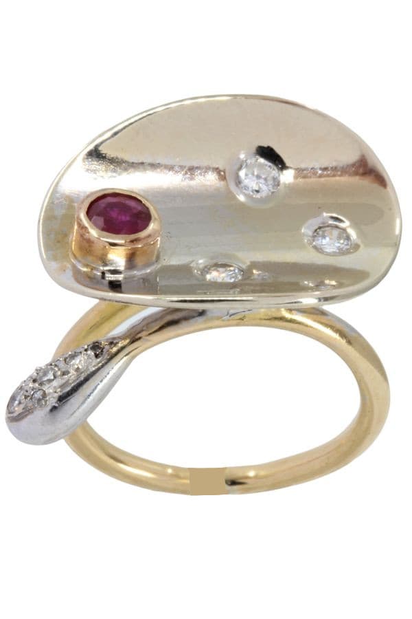 BAGUE DE CRÉATEUR RUBIS ET DIAMANTS — vue 1