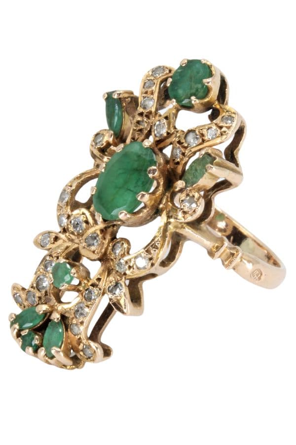 BAGUE ORIENTALE ÉMERAUDES ET DIAMANTS — vue 5