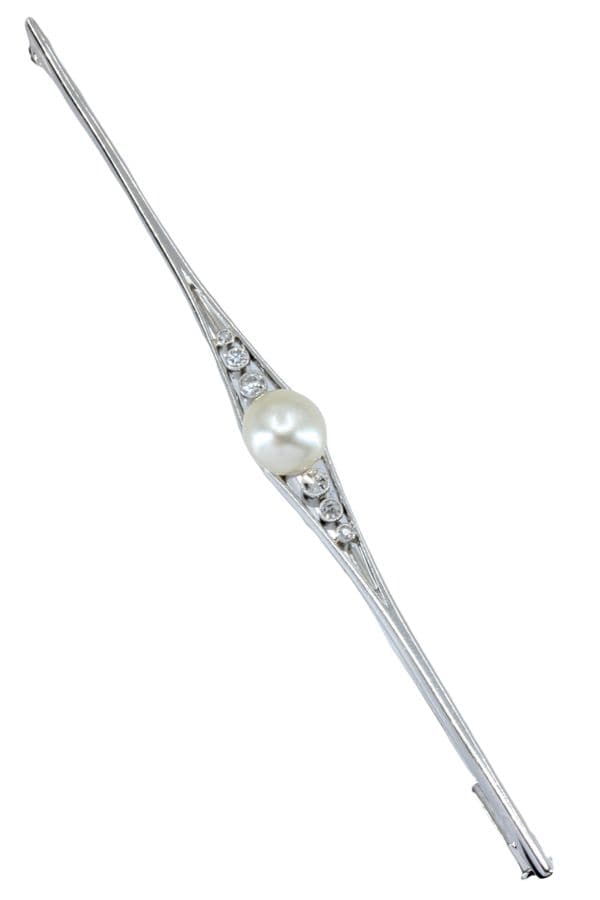 BROCHE ART-DÉCO PERLE ET DIAMANTS — vue 1