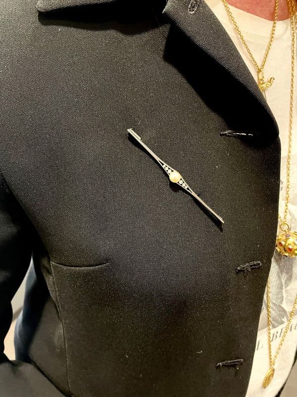 BROCHE ART-DÉCO PERLE ET DIAMANTS — vue 2