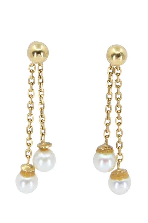 BOUCLES D'OREILLES PENDANTES PERLES — vue 1