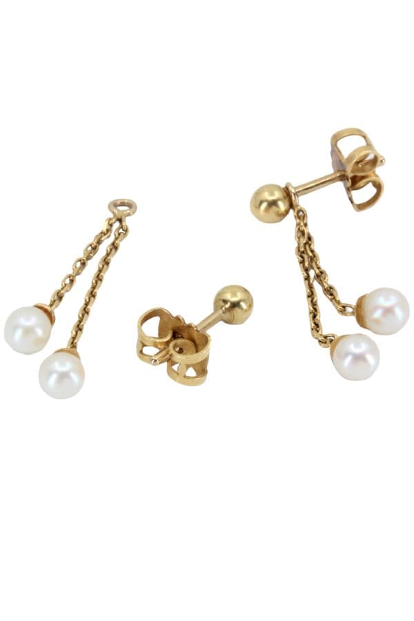 BOUCLES D'OREILLES PENDANTES PERLES — vue 3