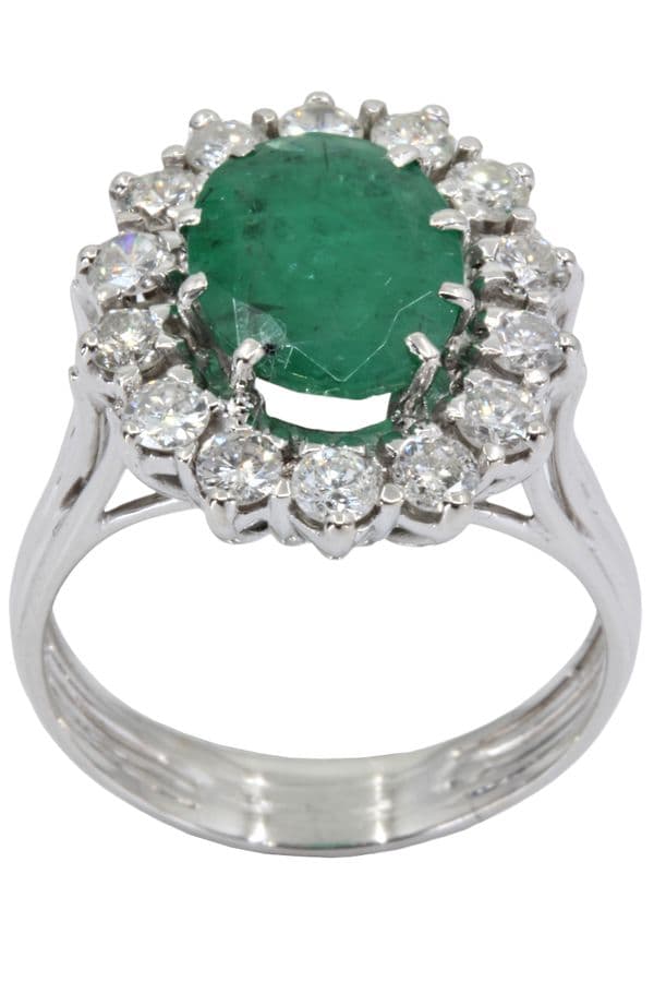 BAGUE MARGUERITE ÉMERAUDE ET DIAMANTS — vue 1