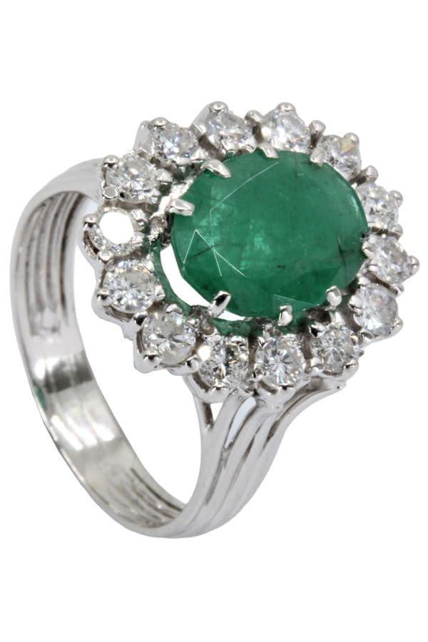 BAGUE MARGUERITE ÉMERAUDE ET DIAMANTS — vue 5