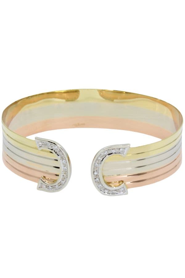 BRACELET 3 ORS DOUBLE C DIAMANTS — vue 1