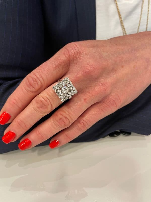 BAGUE DIAMANTS ANNÉES 50' — vue 2