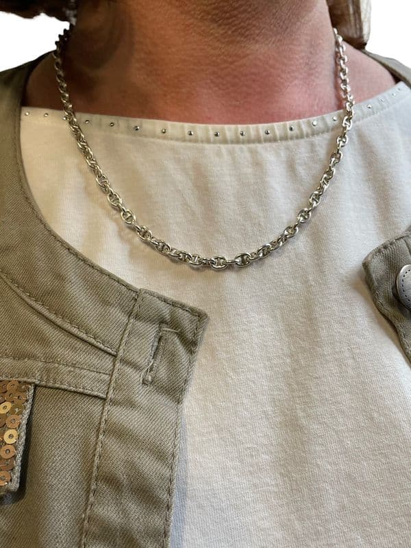 CHAINE ARGENT MAILLE MARINE — vue 2