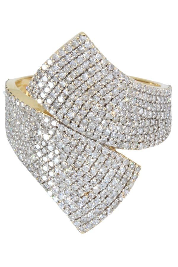 BAGUE MODERNE PAVAGE DIAMANTS — vue 3