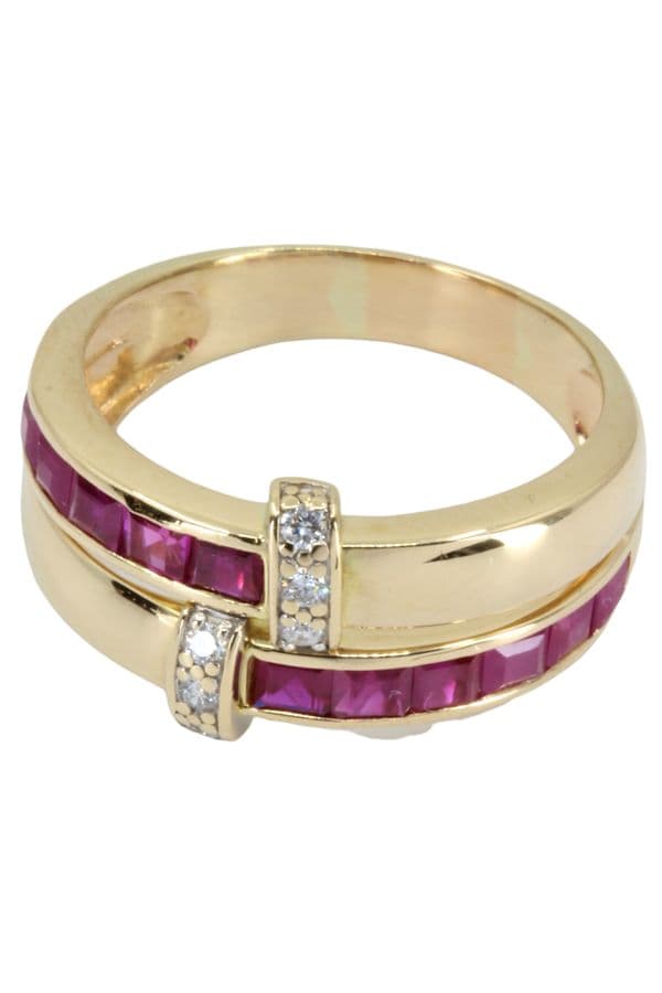 BAGUE MODERNE RUBIS ET DIAMANTS — vue 3