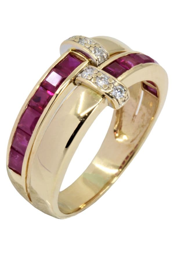 BAGUE MODERNE RUBIS ET DIAMANTS — vue 5