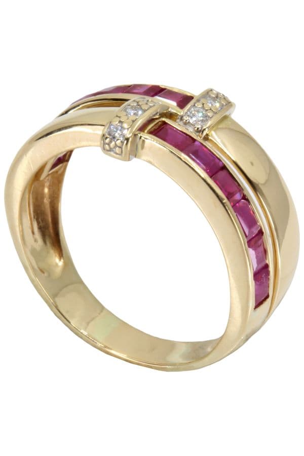BAGUE MODERNE RUBIS ET DIAMANTS — vue 6
