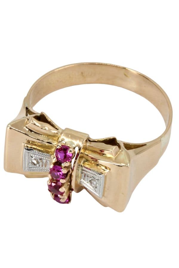 BAGUE RUBIS ET DIAMANTS ANNÉES 50' — vue 3