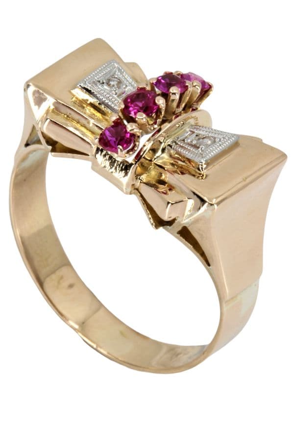 BAGUE RUBIS ET DIAMANTS ANNÉES 50' — vue 4