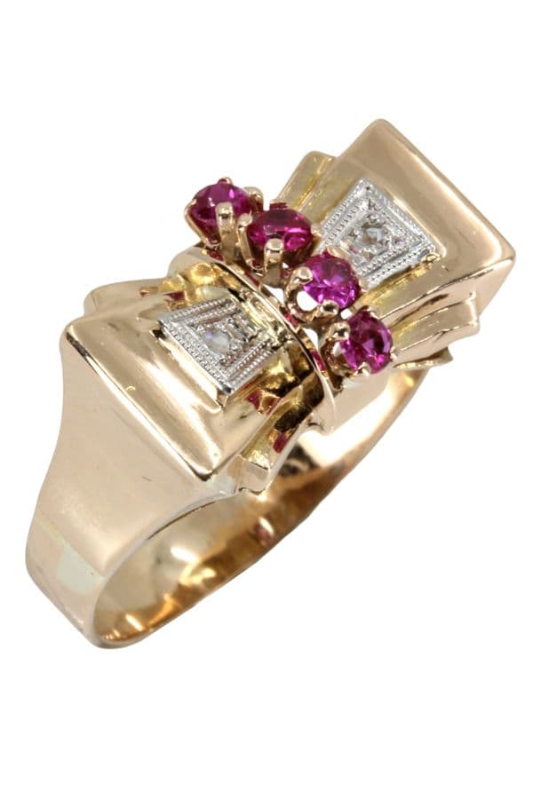 BAGUE RUBIS ET DIAMANTS ANNÉES 50' — vue 5