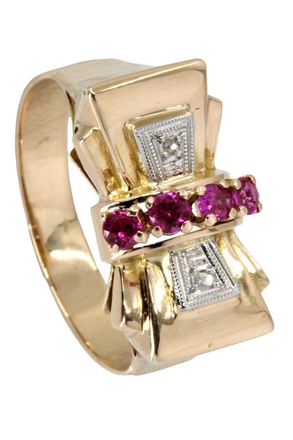 BAGUE RUBIS ET DIAMANTS ANNÉES 50' — vue 6